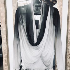 BCBG Maxazria draped wrap around blouse